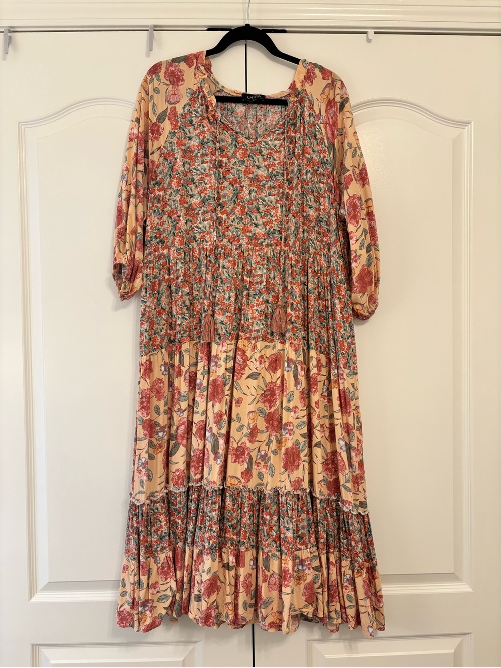 GiGiO Pink Floral Midi Dress with Rose Print